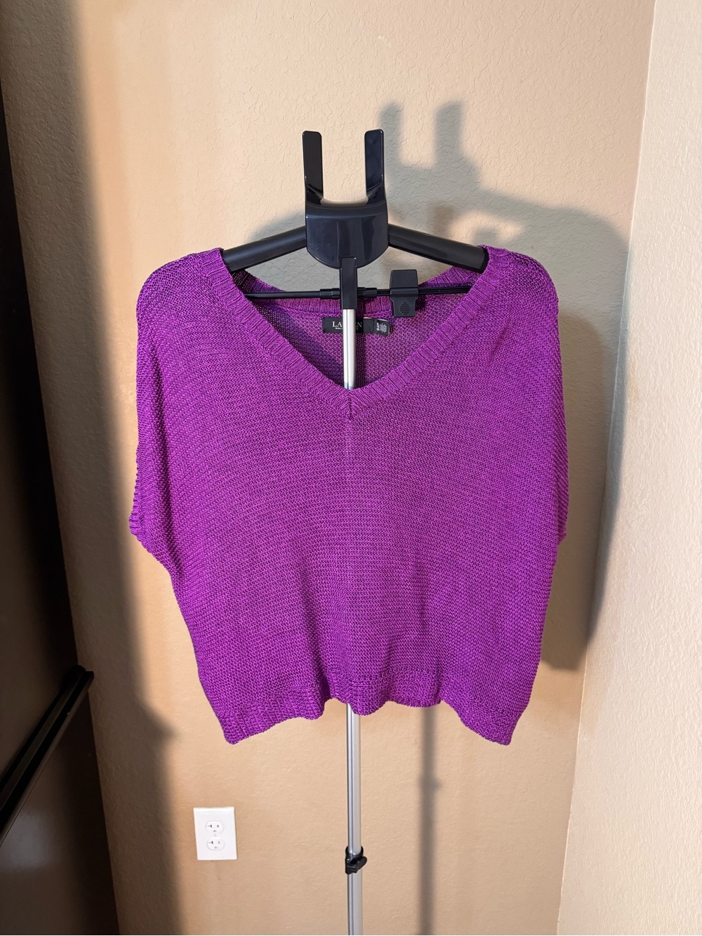 Lauren Ralph Lauren Magenta V-Neck Sweater